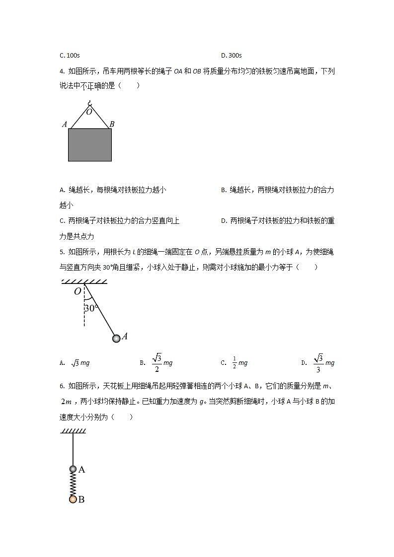2021-2022学年陕西省黄陵中学高一上学期期末考试物理试卷第2页