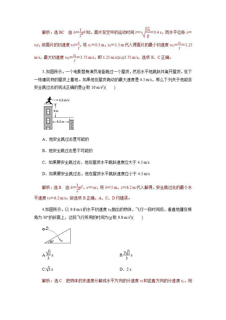 高中物理必修二54专题：平抛运动规律的应用（解析版）02