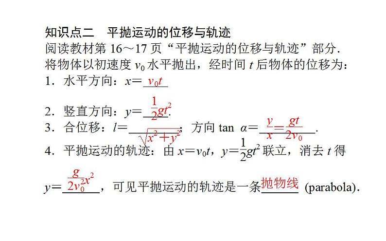 高中物理必修二第五章第四节抛体运动的规律课件第8页