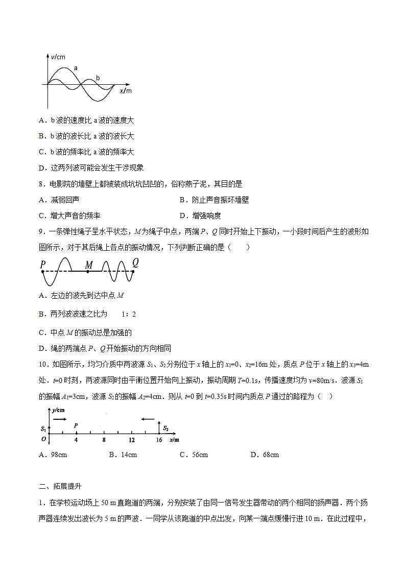 高中人教物理选择性必修一3.4 波的干涉课时同步练(原卷版)第3页