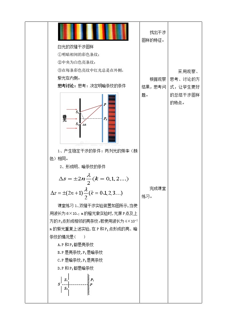 高中人教物理选择性必修一第4章第3节 光的干涉教学设计03