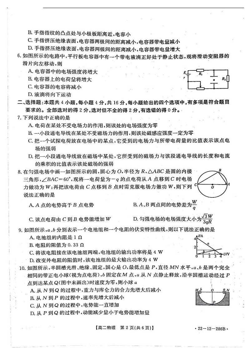 2021-2022学年湖南省高二上学期期末考试物理试题（PDF版）第2页