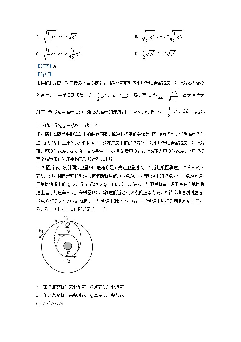 2021-2022学年湖南省长沙市雅礼中学高一(下)期末物理试题（解析版）02
