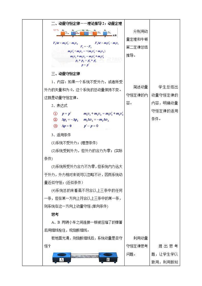 高中人教物理选择性必修一第1章第3节动量守恒定律教学设计03