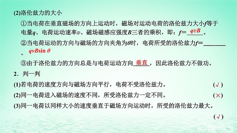 新教材高中物理第一章磁场第三节洛伦兹力课件粤教版选择性必修第二册06