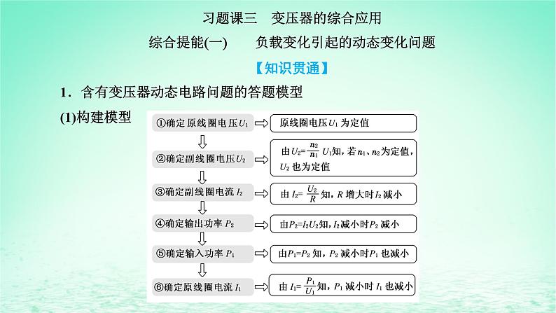 2022秋新教材高中物理第三章交变电流习题课三变压器的综合应用课件粤教版选择性必修第二册第1页