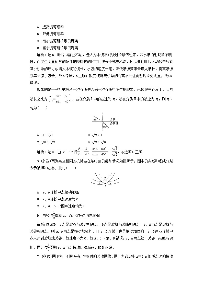 2022秋新教材高中物理课时跟踪检测十六机械波的传播现象粤教版选择性必修第一册02