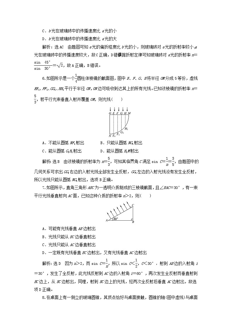 2022秋新教材高中物理课时跟踪检测二十一光的折射全反射粤教版选择性必修第一册03