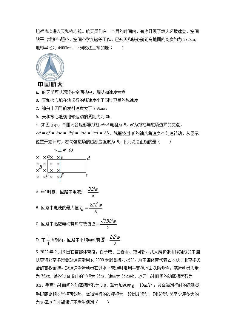 2023届湖北省高中名校联盟高三（上）第一次联合测评物理试题（原卷版）第2页