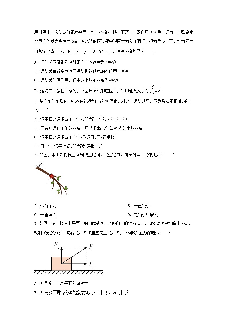 2021-2022学年江西省丰城市第九中学高一上学期第二次月考（日新班）物理试卷02