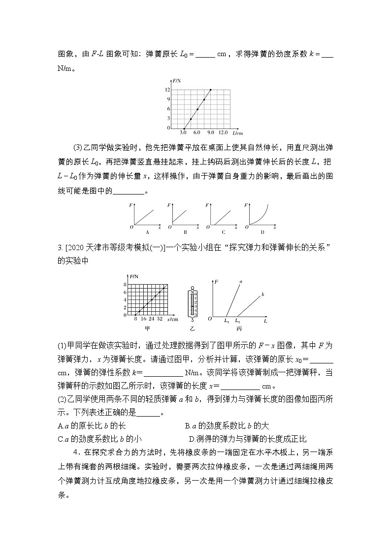 2023届高考物理一轮复习 2.5 实验：探究弹力和弹簧伸长的关系　验证力的平行四边形定则 过关检测第2页