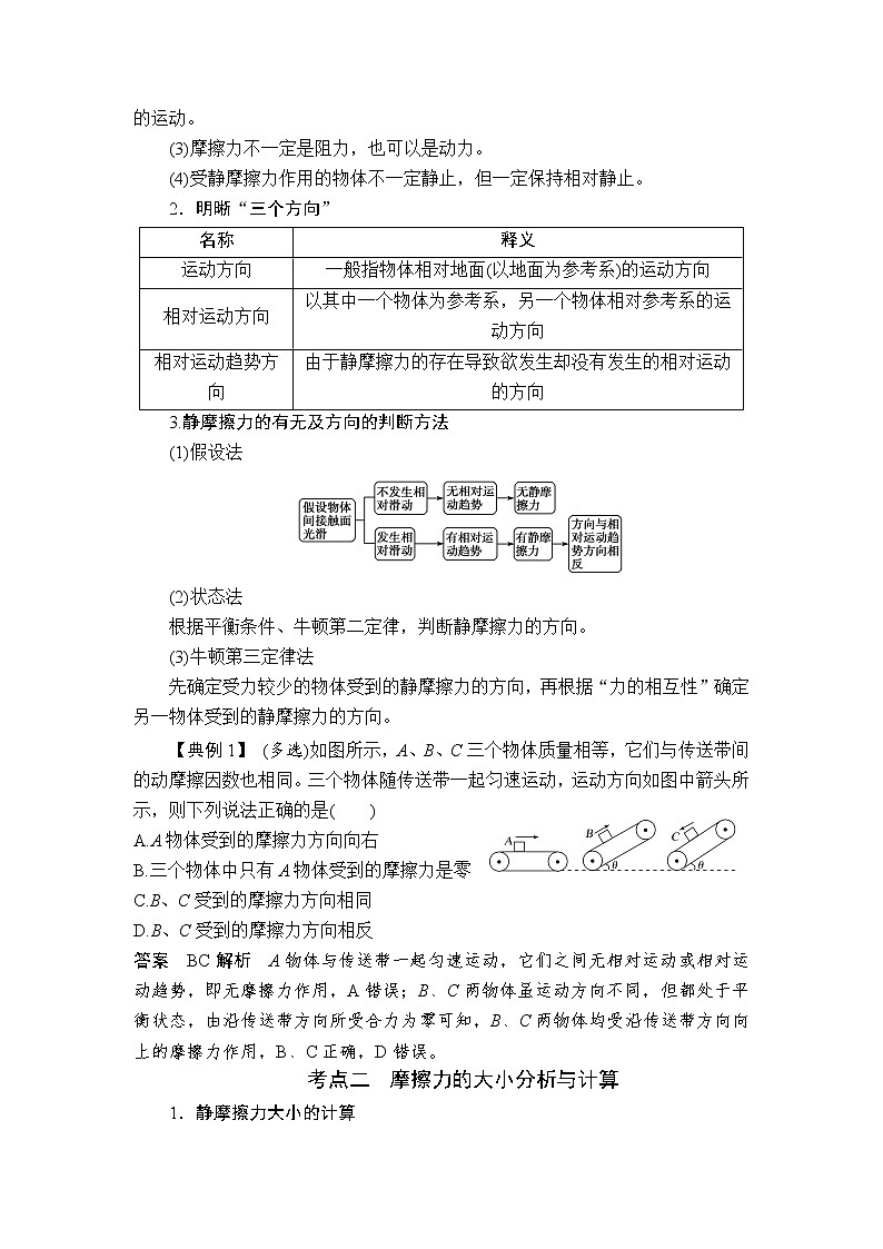 2023届高考物理一轮复习 第6讲 摩擦力 讲义（考点+经典例题）第2页