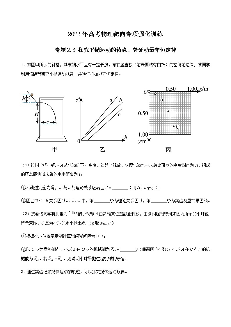 专题2.3 探究平抛运动的特点、验证动量守恒定律（原卷版）第1页