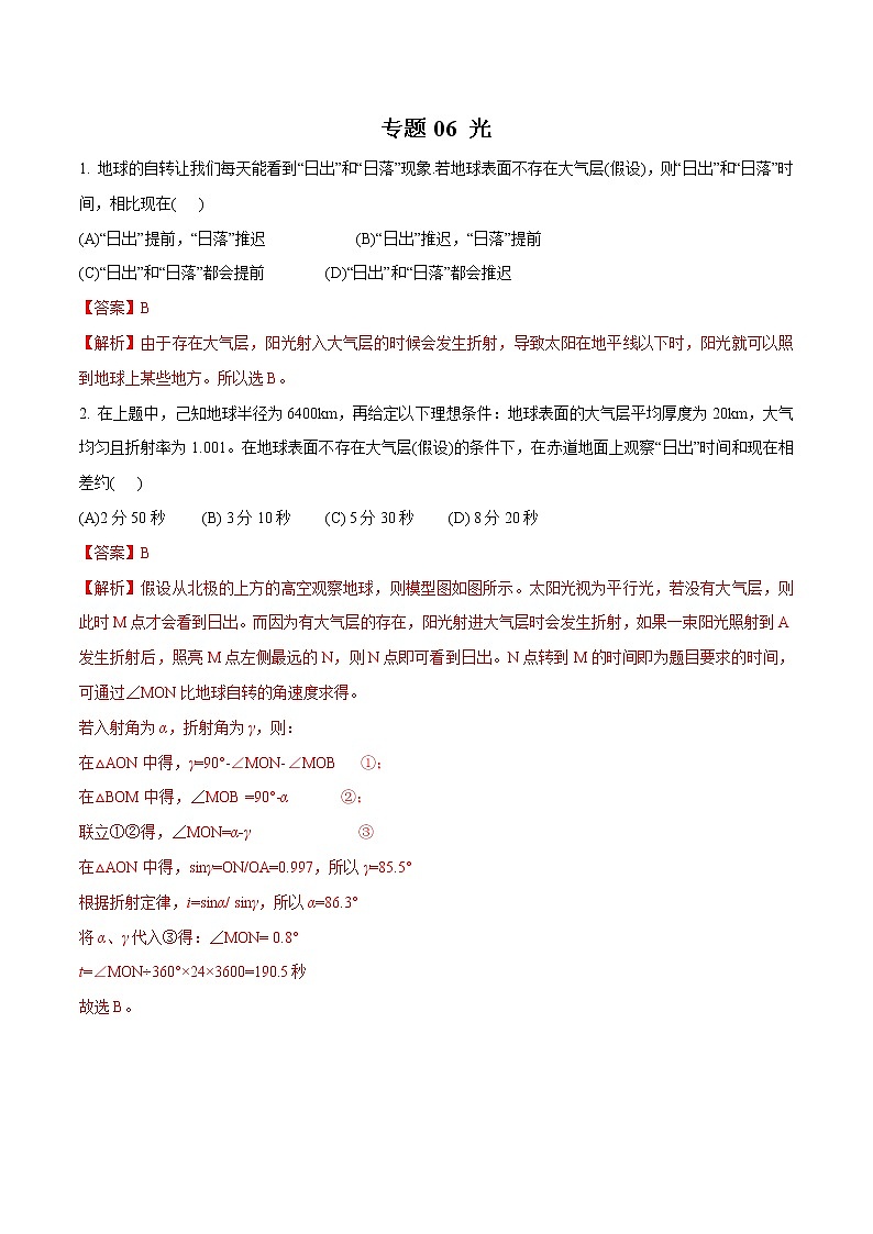 专题06 光（解析版）第1页