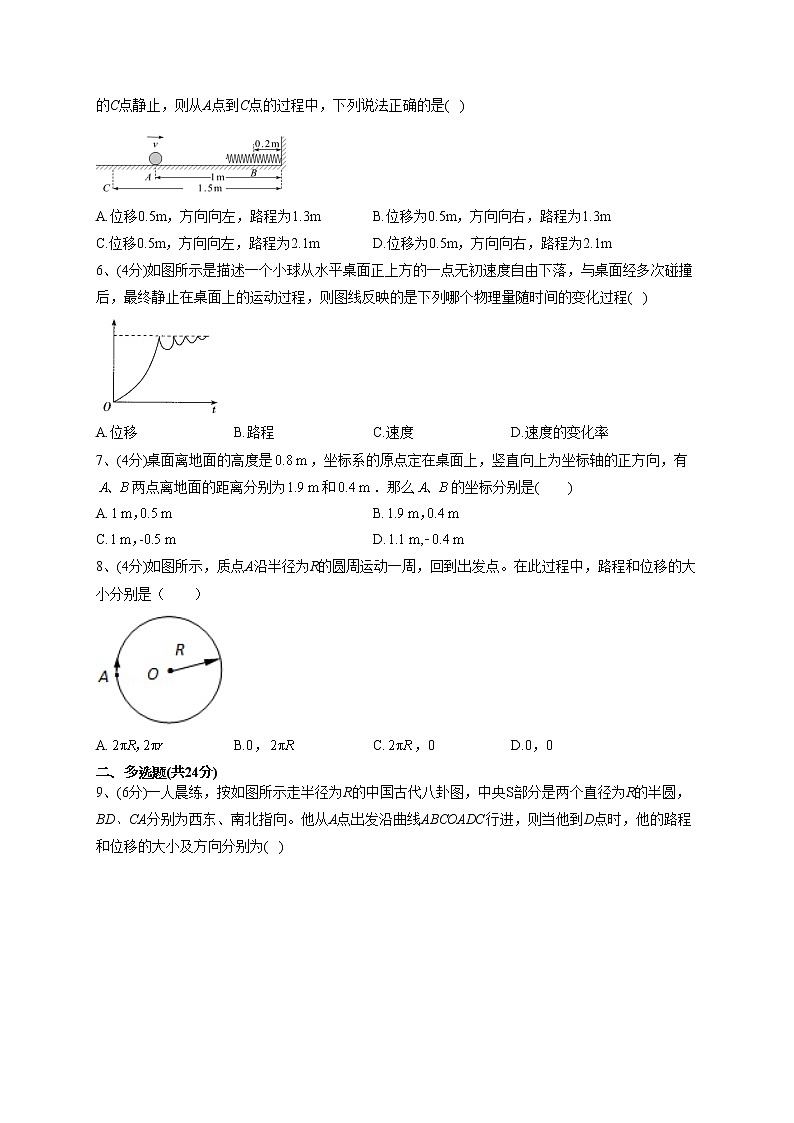 2022-2023学年粤教版（2019）必修一第一章 第2节 位置位移  同步课时训练(word版含答案）02
