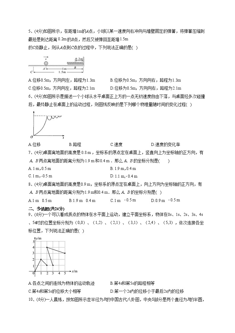 2022-2023学年教科版（2019）必修一1.2.位置位移 同步课时训练(word版含答案）第2页
