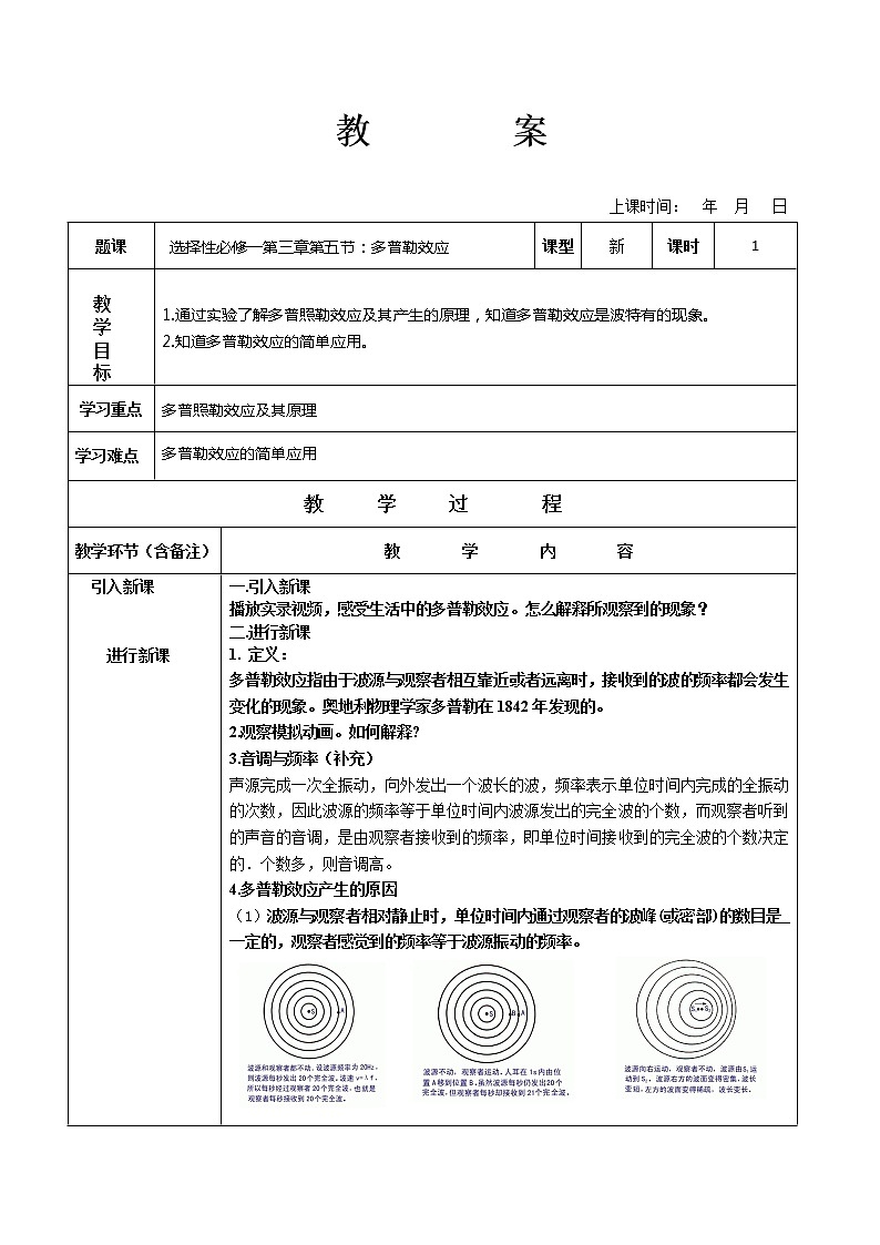 3.5多普勒效应教案—【新教材】人教版（2019）高中物理选择性必修第一册01