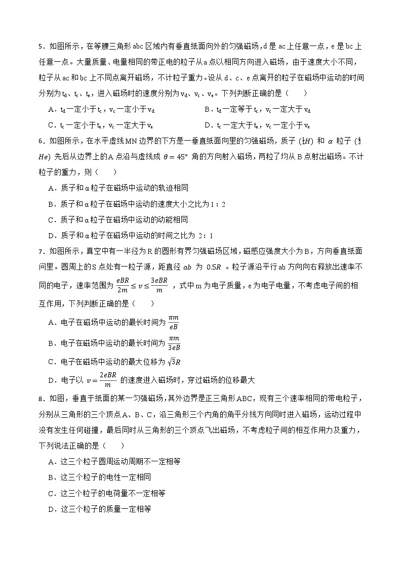 2022届全国高三物理模拟试题汇编：带电粒子在有界磁场中运动及答案第2页