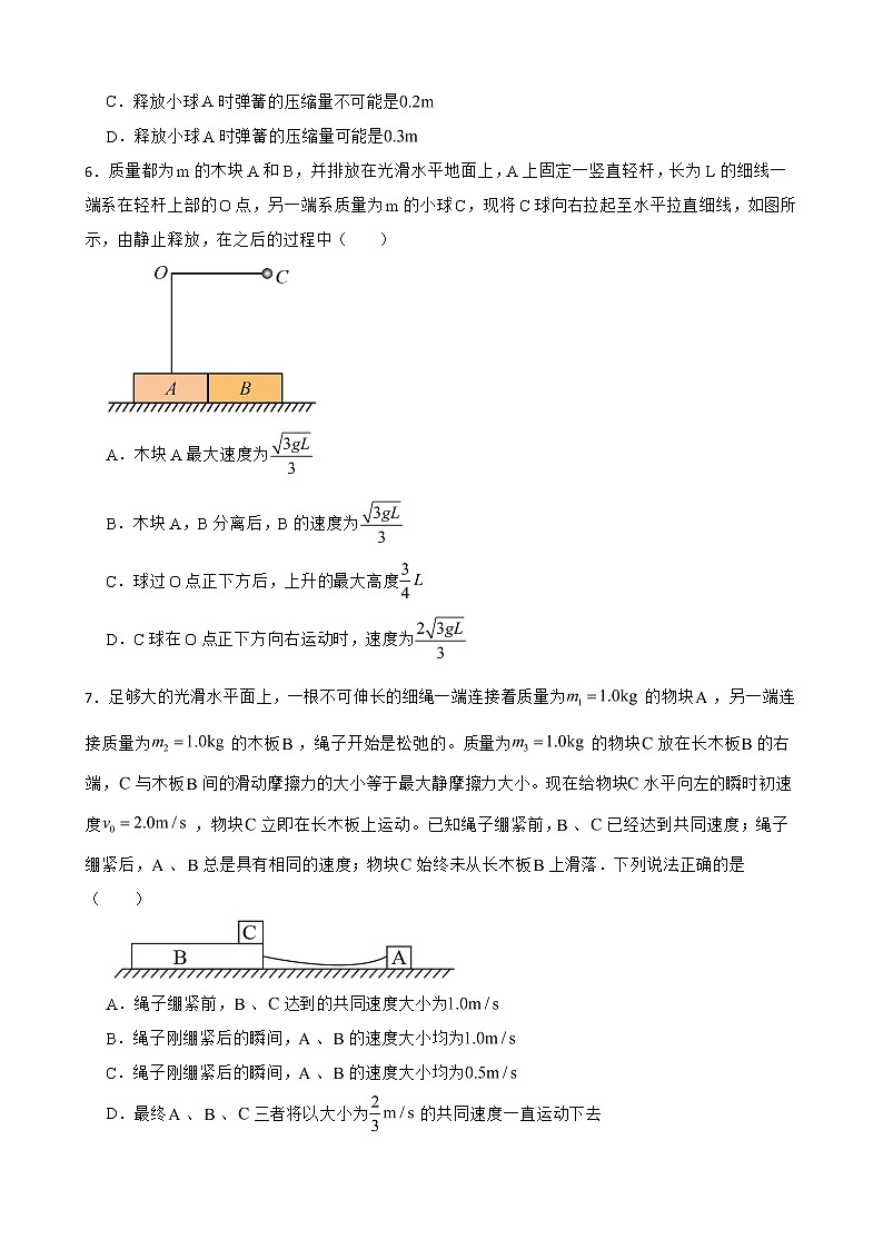 2022届全国高三物理模拟试题汇编：动量守恒定律及答案第3页