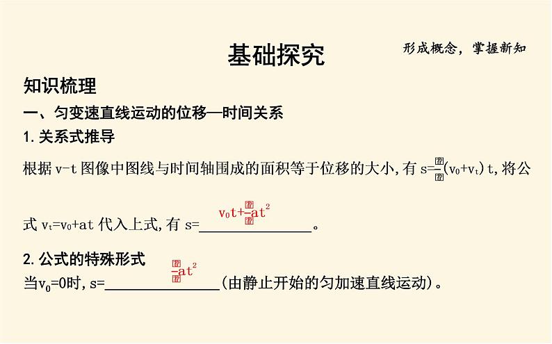 鲁科版高中物理必修第一册第2章第2节位移变化规律课件04