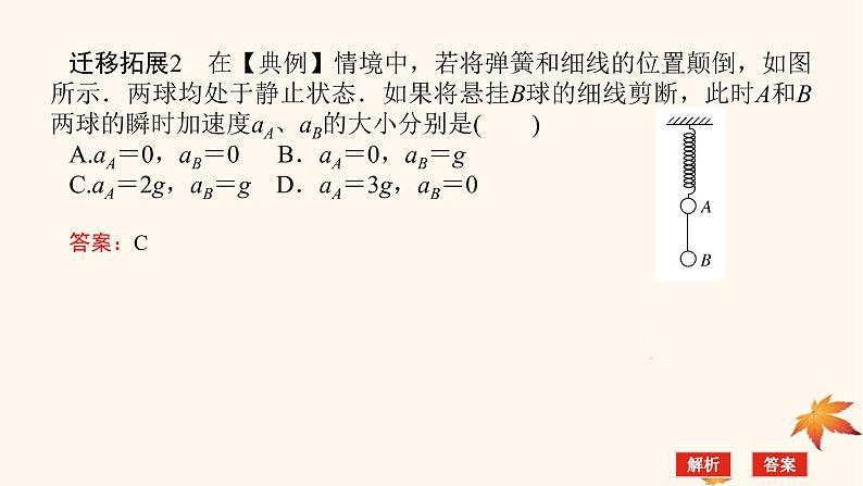 2022_2023学年新教材高中物理第四章运动和力的关系素养提升12牛顿第二定律的瞬时性课件新人教版必修第一册第7页