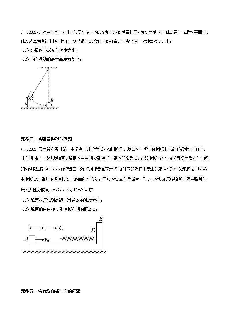 专题技巧一 动量守恒定律的各种模型应用专题-2022-2023学年高二物理精讲与精练高分突破考点专题系列（人教版2019选择性必修第一册）第3页