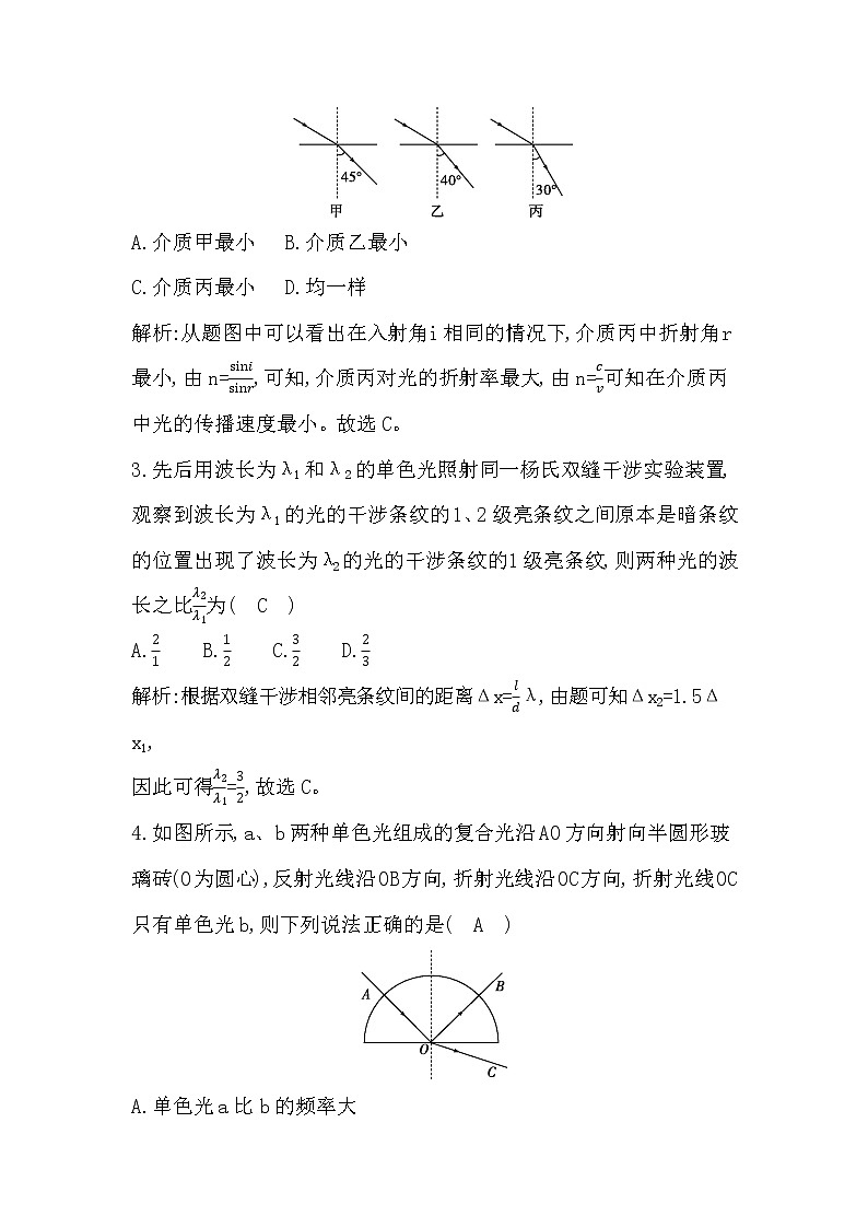 2022-2023学年人教版选择性必修第一册 第四章　光 单元测试第2页