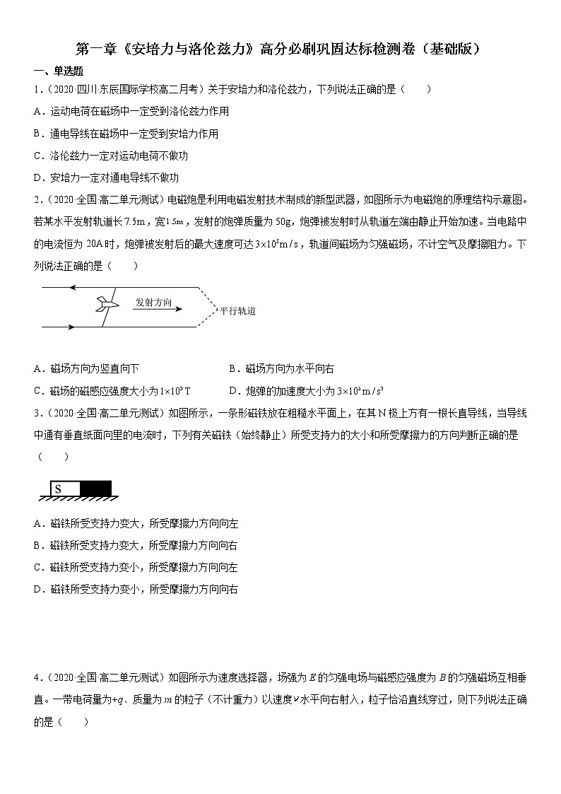 第一章 安培力与洛伦兹力（基础必刷卷）考试版第1页