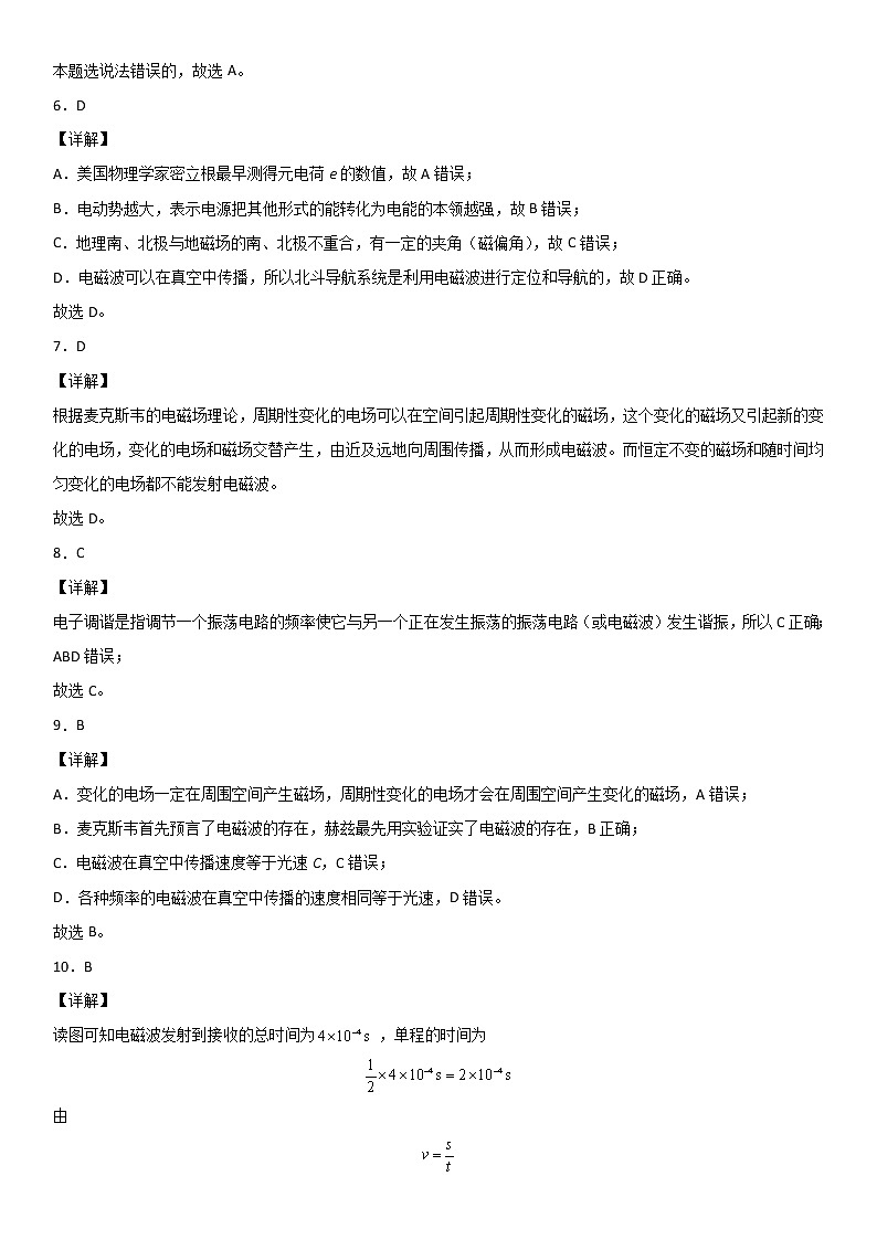 第四章 电磁振荡与电磁波（达标检测卷）（基础版） -2022-2023学年高二物理精讲与精练高分突破考点专题系列（人教版2019选择性必修第二册）02