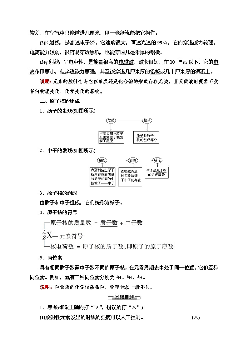 人教版高中物理选择性必修三  第5章 1.原子核的组成)讲义第2页