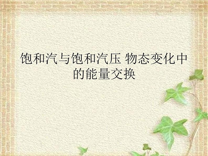 2022-2023年高考物理一轮复习 饱和汽与饱和汽压 物态变化中的能量交换 课件第1页