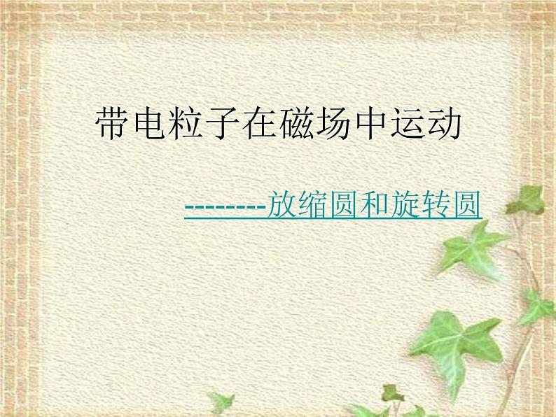 2022-2023年高考物理一轮复习 带电粒子在磁场中运动放缩圆和旋转圆 课件01