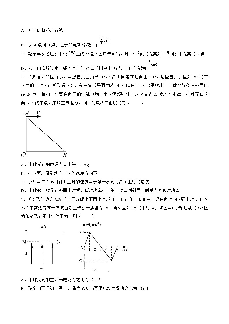 专题47  带电粒子在电动场中的力电综合问题——2023年高考物理一轮复习小题多维练（广东专用）02