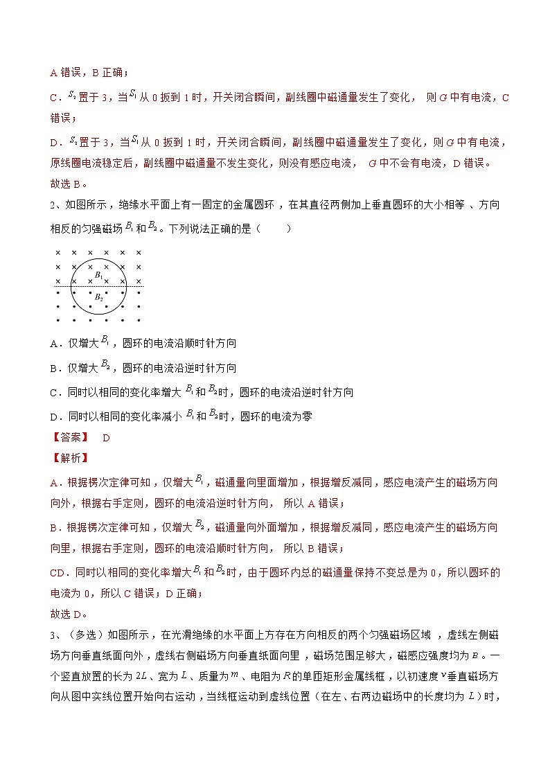 专题57  电磁感应现象 楞次定律  自感和互感——2023年高考物理一轮复习小题多维练（广东专用）（解析版）第2页