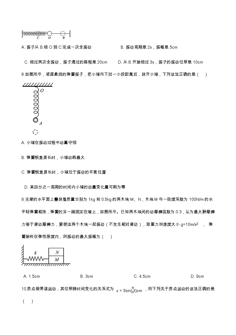 2.1简谐运动提升优化（含解析）-2023学年【新教材】人教版（2019）高中物理选择性必修第一册 试卷02