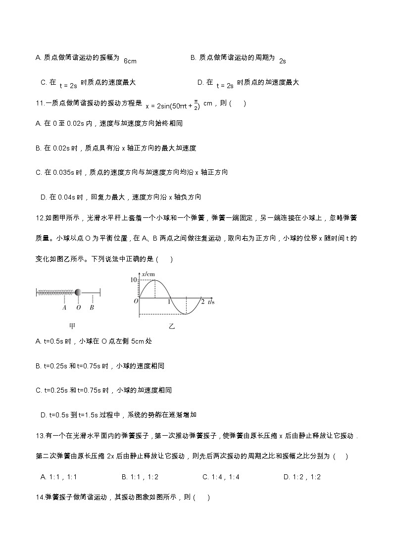 2.1简谐运动提升优化（含解析）-2023学年【新教材】人教版（2019）高中物理选择性必修第一册 试卷03