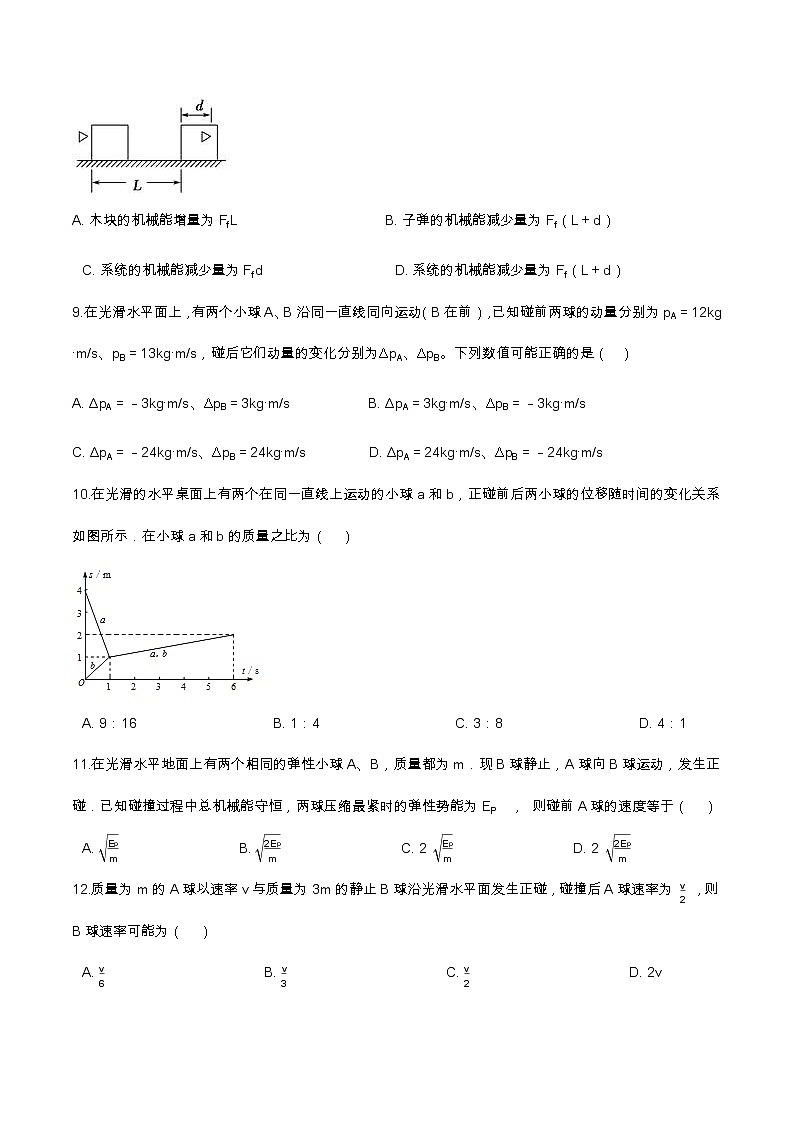 1.5弹性碰撞与非弹性碰撞基础达标（含解析）-2023学年【新教材】人教版（2019）高中物理选择性必修第一册 试卷03