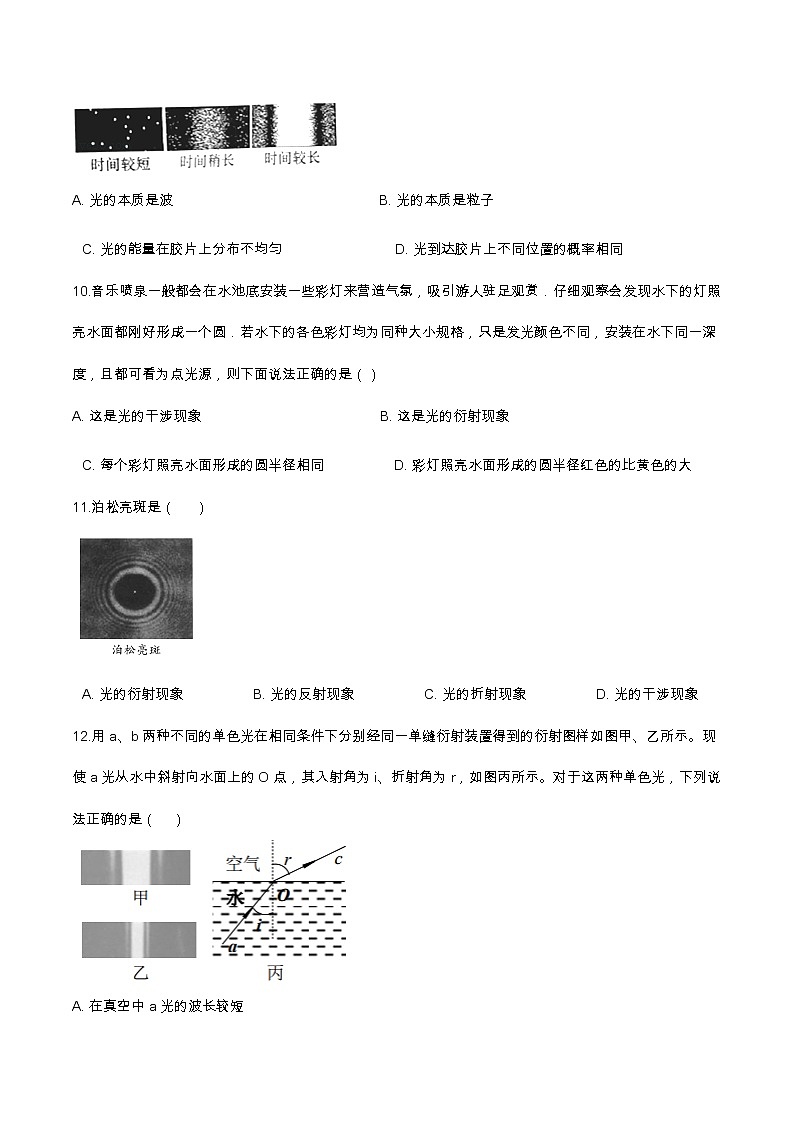 4.5光的衍射基础达标（含解析）-2023学年【新教材】人教版（2019）高中物理选择性必修第一册 试卷03