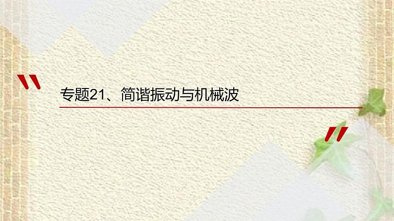 2022-2023年高考物理一轮复习 简谐振动与机械波课件01