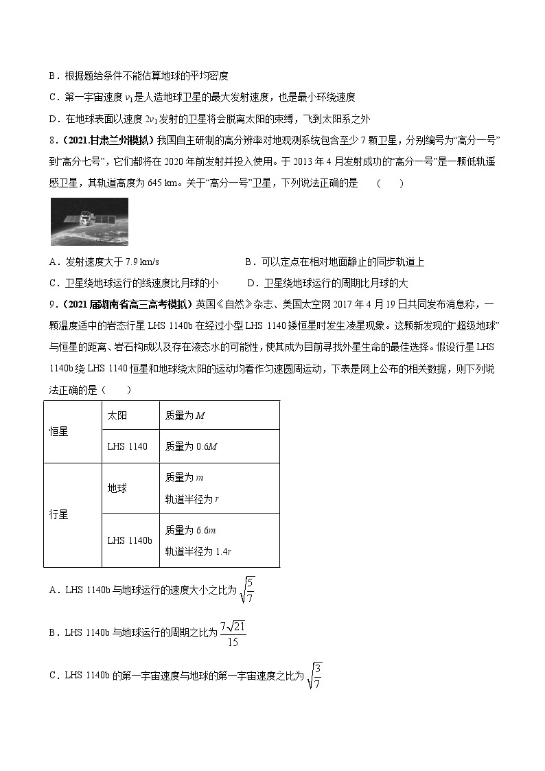 专题5.1 开普勒定律 万有引力定律及其成就【练】-2023年高考物理二轮复习讲练测03