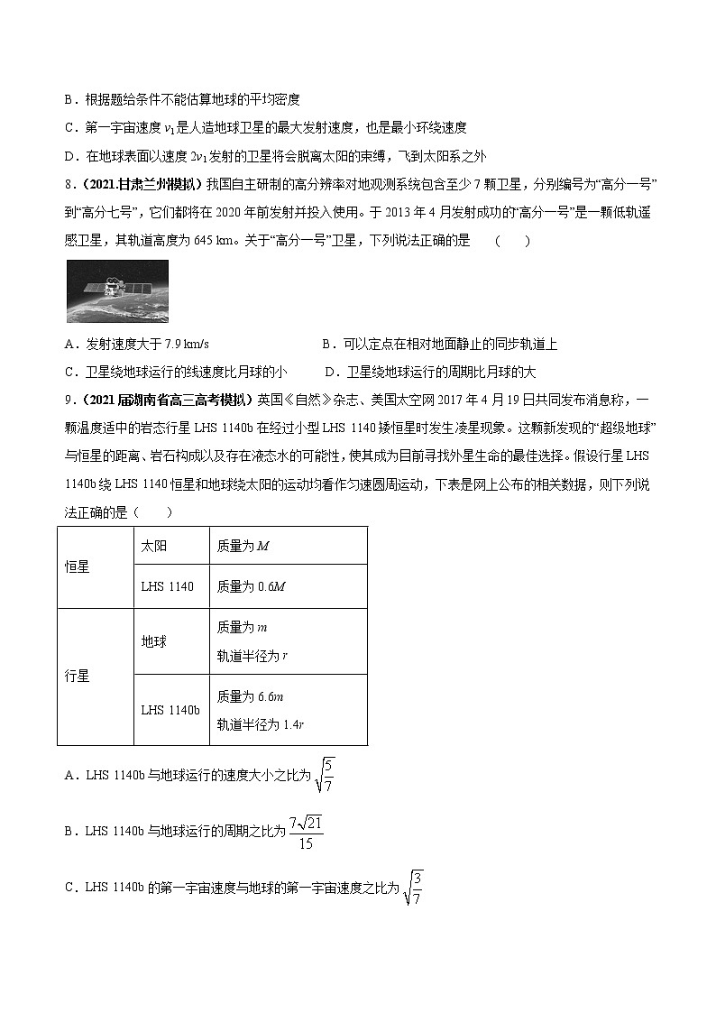 专题5.1 开普勒定律 万有引力定律及其成就—【练】原卷版第3页