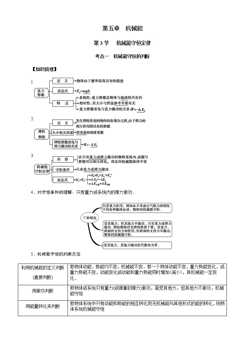 第3节  机械能守恒定律-2023年高考物理二轮复习对点讲解与练习（通用版）01