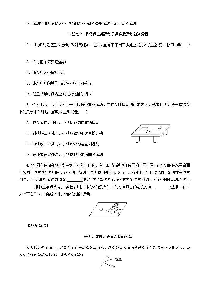 第1节  曲线运动  运动的合成与分解（原卷版）第2页