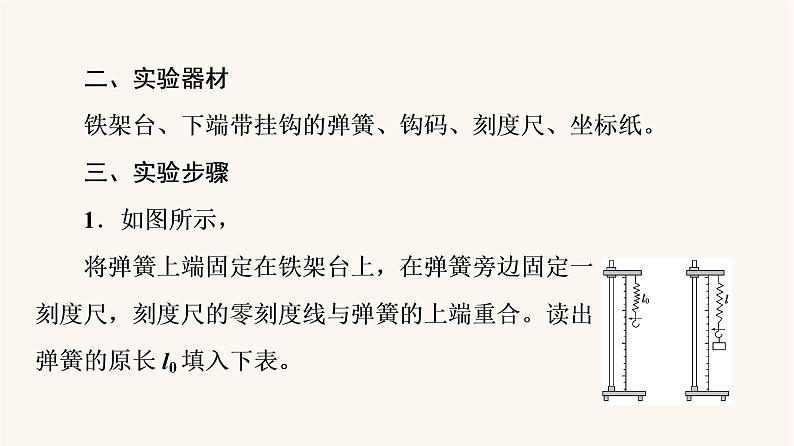 鲁科版高中物理必修第一册第3章相互作用实验：探究弹簧弹力的大小与伸长量的关系课件第6页