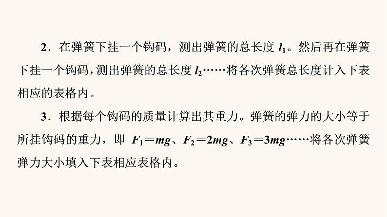 鲁科版高中物理必修第一册第3章相互作用实验：探究弹簧弹力的大小与伸长量的关系课件第7页