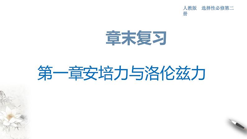 高中人教物理选择性必修二第一章 安培力与洛伦兹力复习（课件）同步备课第1页