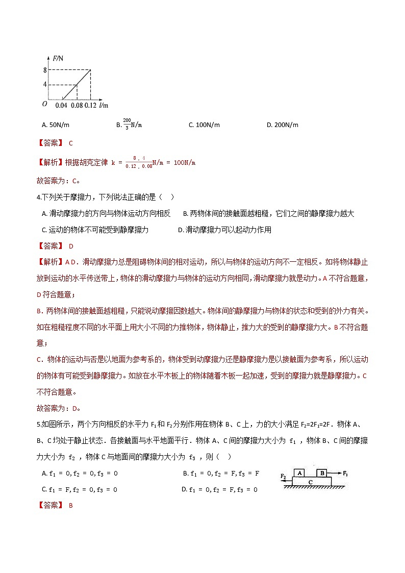 第三章相互作用—力基础巩固-高一物理单元双卷（人教版2019必修第一册）02