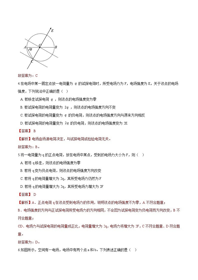 9.3电场+电场强度-2022-2023学年高二物理优化训练（2019人教版必修第三册）03