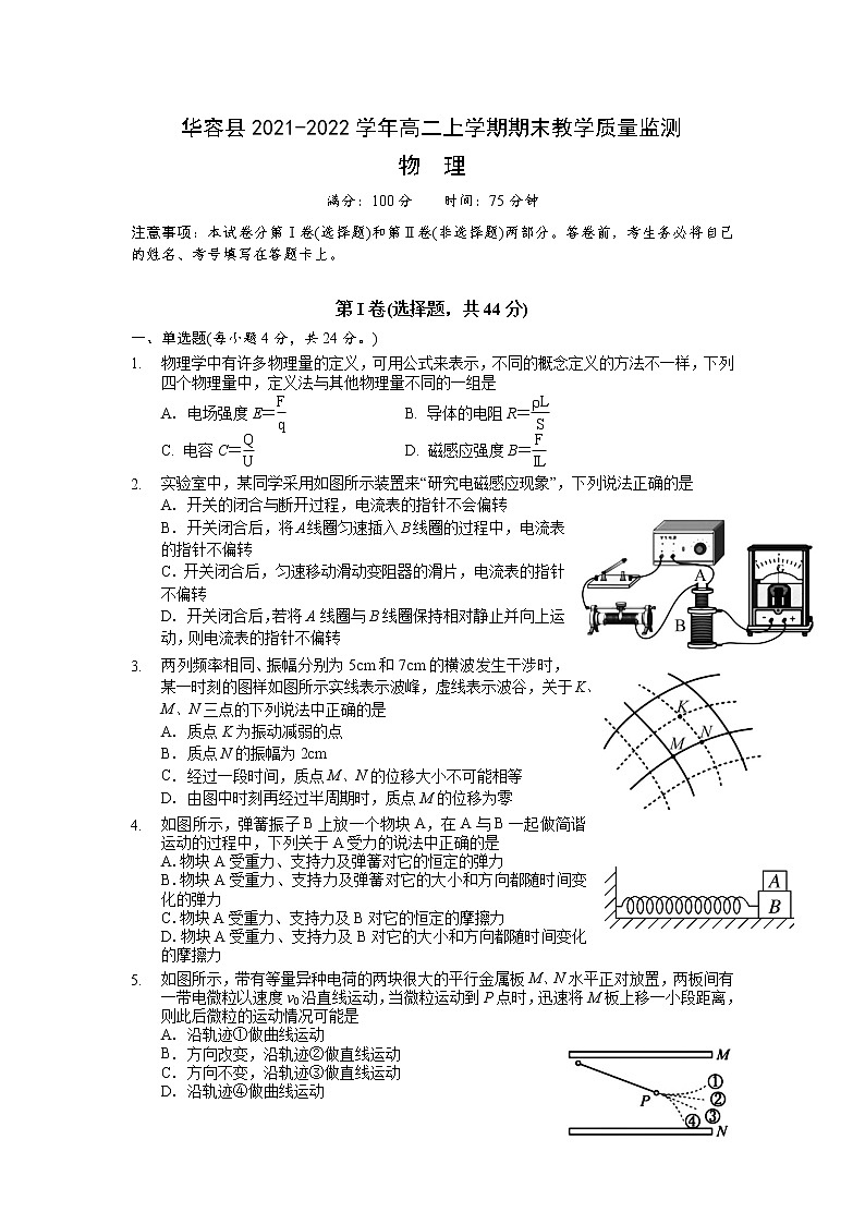 2021-2022学年湖南省岳阳市华容县高二上学期期末教学质量监测物理试题含答案01