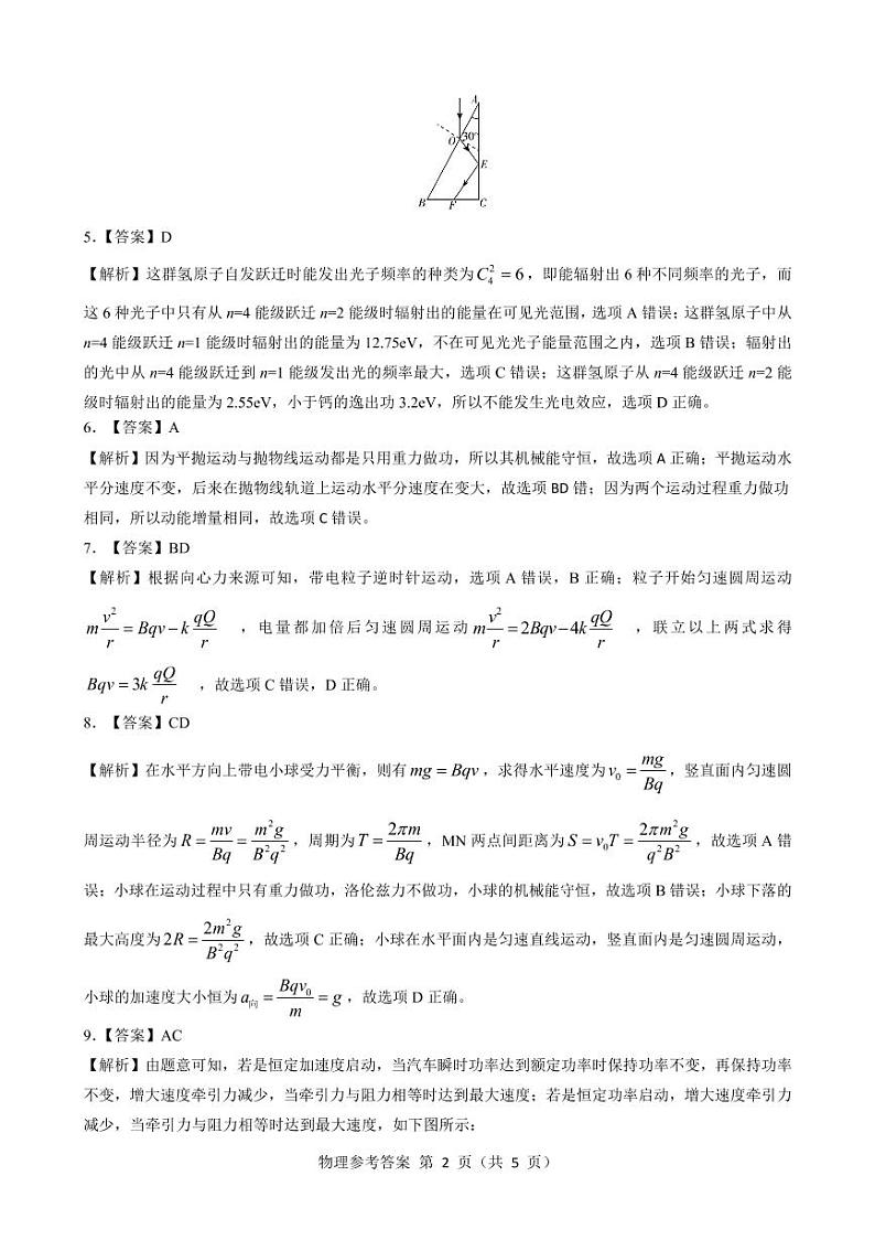 高三物理参考答案--山西第2页